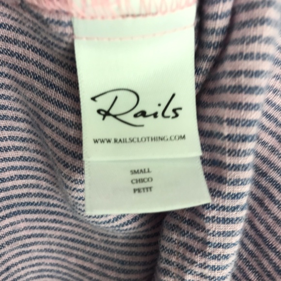 Rails Whitney Short Sleeve Linen Blend Button Down Shirt Size S Pink Blue Stripe - Picture 4 of 7